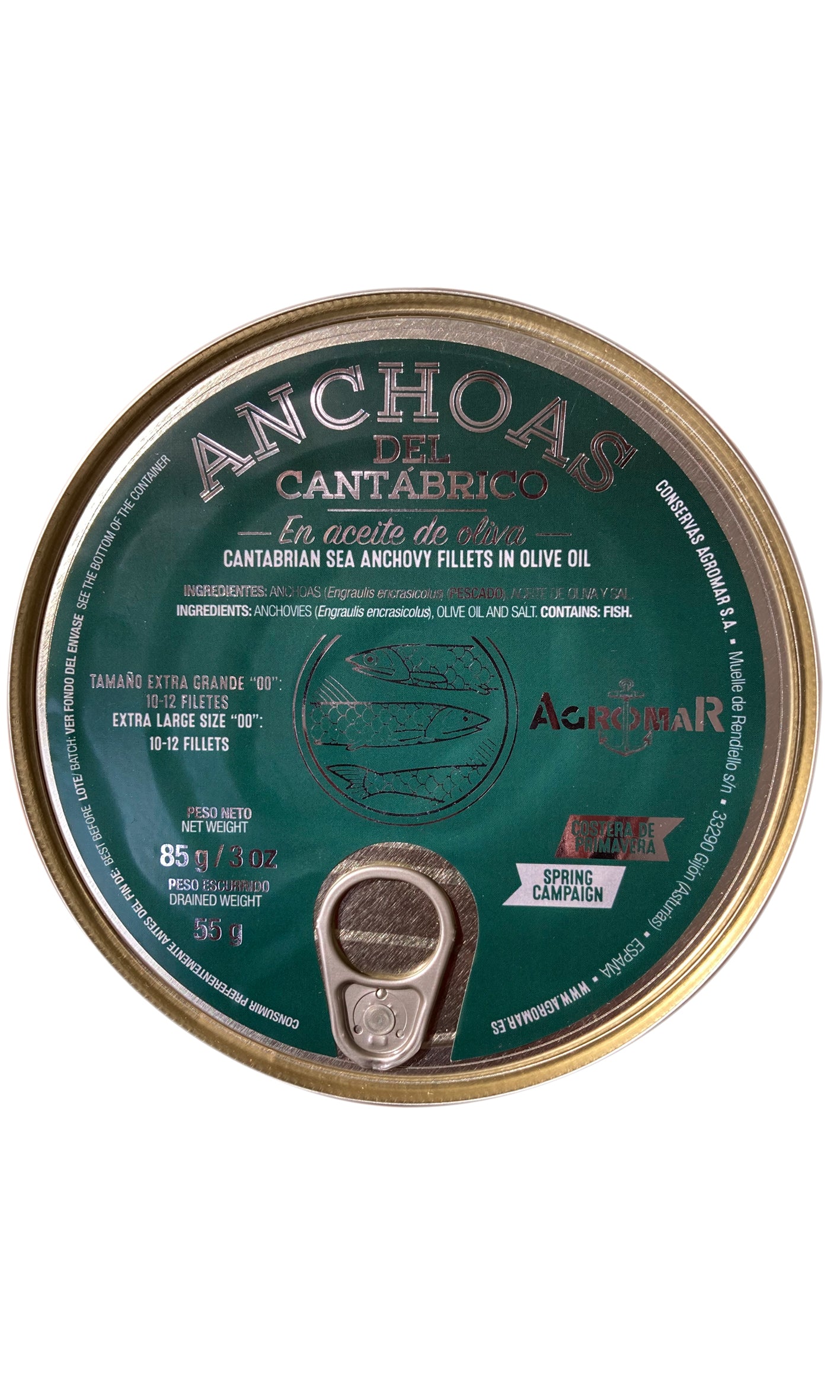 Agromar - XL "00" Cantabrian Anchovy Fillets in Olive Oil - 100g