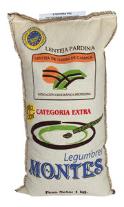 Montes: Dried Pardina Lentils, Cloth Sack - 1kg